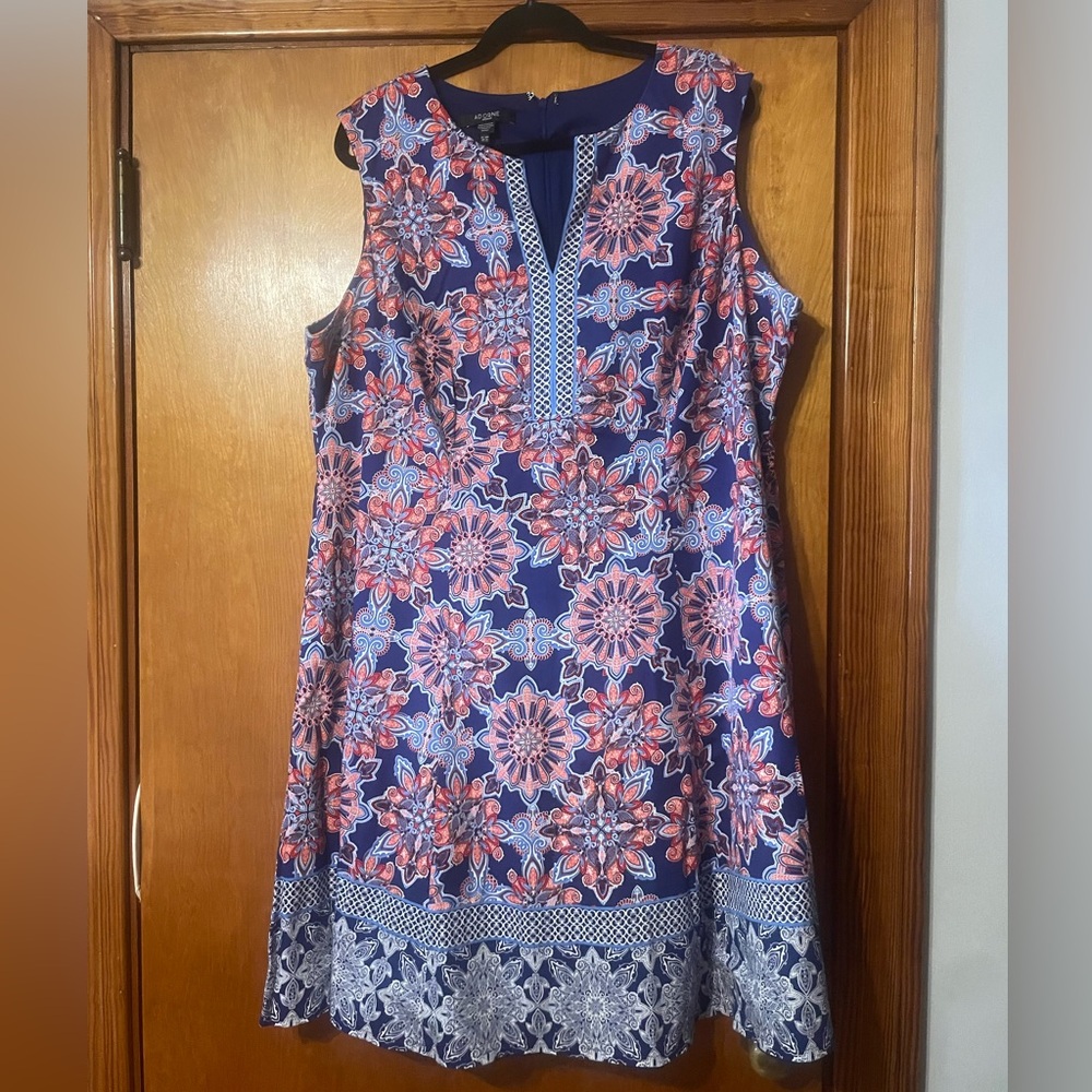 Adore Vibrant Paisley Dress in Blue and Coral size 20W